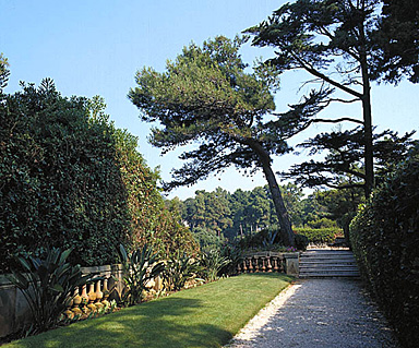 Extrémité nord de l'allée régulière en bordure de la grande terrasse occidentale.
