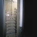 2e étage. Appartement de Mme Beaumont. La salle de bain pompéienne. La douche à jets multiples.