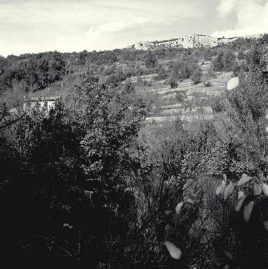 Ensemble de terrasses de culture, à gauche, la bastide.