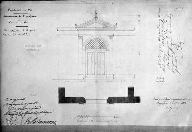 Reconstruction de la porte d'entrée du cimetière.