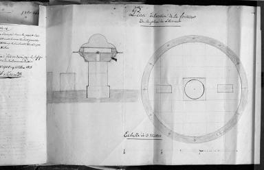 Plan délévation de la fontaine de la place de l'Ormeau.