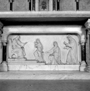 Détail de la façade de l'autel : Présentation de la Vierge.