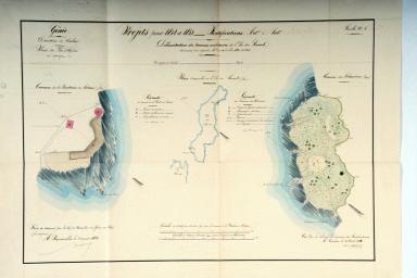 Délimitation des terrains militaires de l'île du Levant. Plan de la batterie du Titan et du terrain des arbousiers.