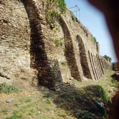 Mur d'enceinte, front est, vue d'ensemble prise du sud-est.