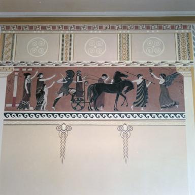 Panneau de frise situé à l'ouest sur le mur nord de l'ancienne bibliothèque (après restauration).