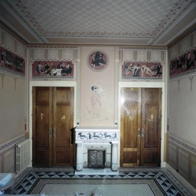 Décor peint situé sur le mur est de l'ancienne bibliothèque (aprés restaurations) .