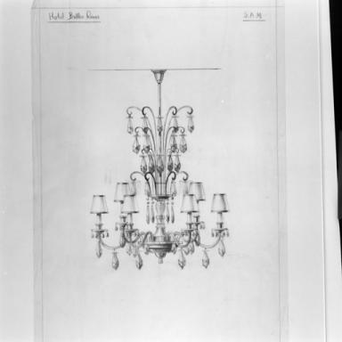 dessin d'un lustre prévu pour la salle à manger.