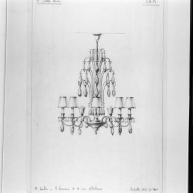 Dessin d'un lustre prévu pour la salle à manger.