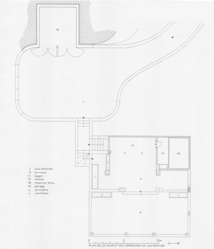 Plan de la cour et des terrasses de couverture