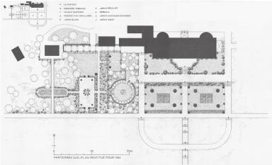 Parterres sud, plan restitué pour 1933