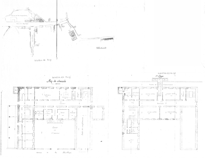 Projet d'amnagement d'un groupe scolaire dans l'ancien couvent des Ursulines : plans de l'cole maternelle, RDC et tage