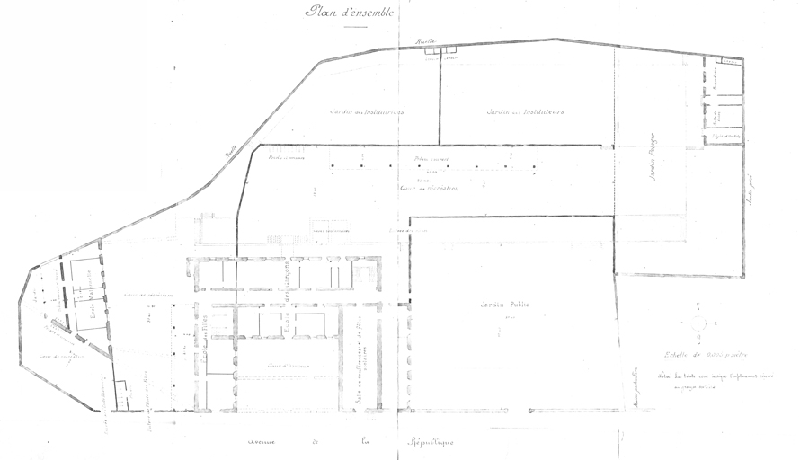 Projet d'amnagement d'un groupe scolaire dans l'ancien couvent des Ursulines : plan d'ensemble