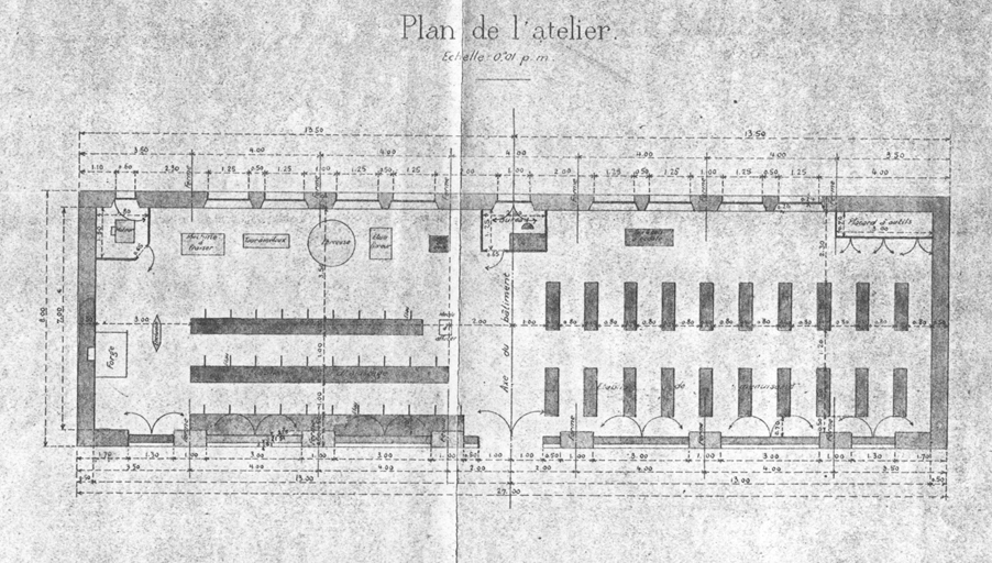 Construction d'un atelier - Dessins - Plan de l'atelier