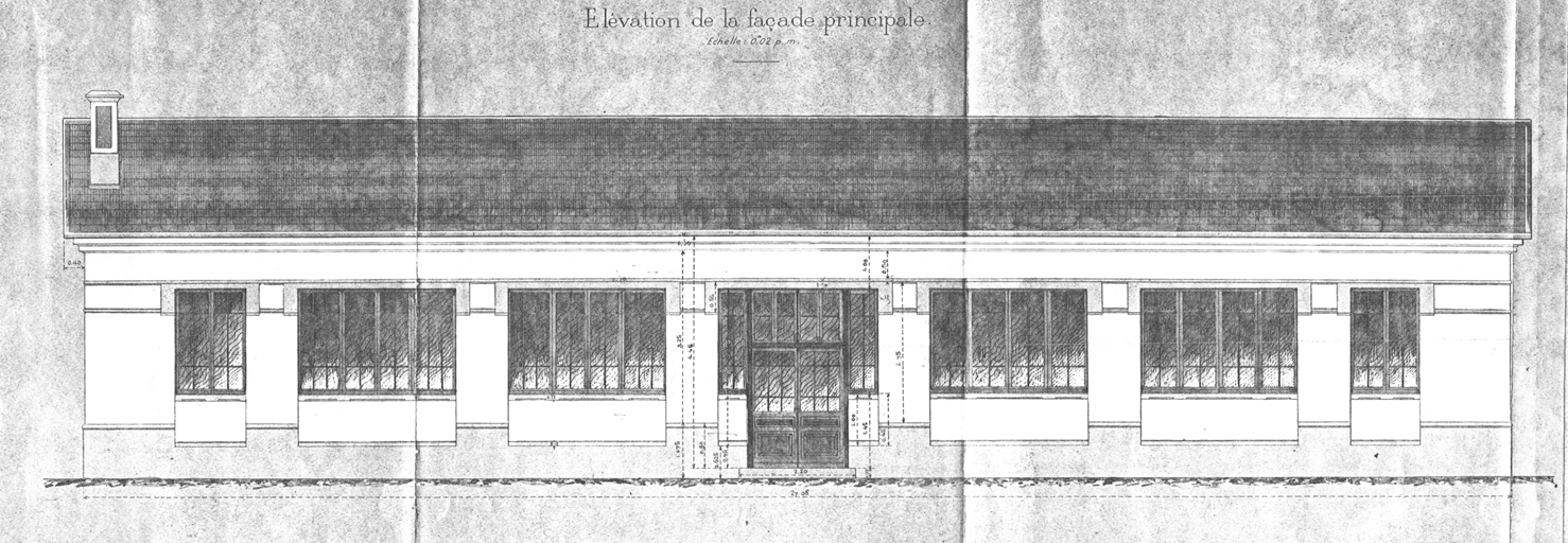 Construction d'un atelier - Dessins - Elvation de la faade principale