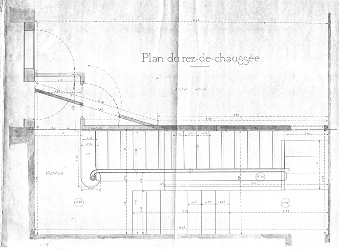 Construction d'un atelier - Escalier - plan du rez-de-chausse