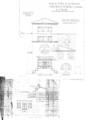 Projet de foyer de campagne et cration de dortoirs annexes  l'cole : faade principale et modification demande par la commission sanitaire