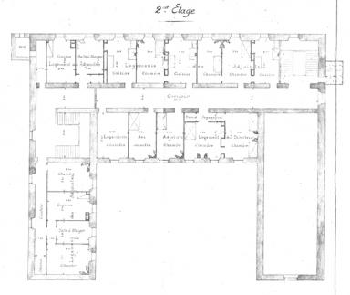 Projet d'amnagement d'un groupe scolaire dans l'ancien couvent des Ursulines : plan du 2e tage