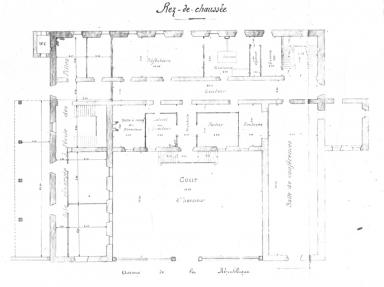 Projet d'amnagement d'un groupe scolaire dans l'ancien couvent des Ursulines : plan du rez-de-chausse