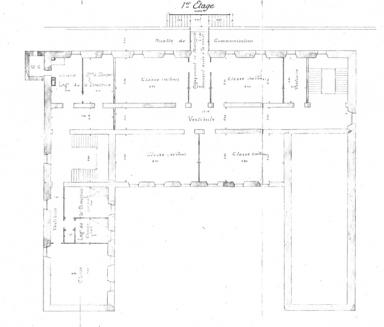 Projet d'amnagement d'un groupe scolaire dans l'ancien couvent des Ursulines : plan du 1er tage