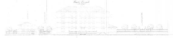 Projet d'aménagement d'un groupe scolaire dans l'ancien couvent des Ursulines : façade sur le boulevard