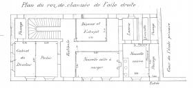 Travaux d'agrandissement de l'école primaire supérieure : plan du rez-de-chaussée de l'aile droite