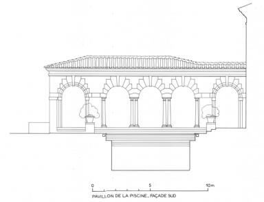 pavillon de la piscine. Faade sud