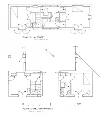 maison de jardinier, plans du rez-de-chausse et du 1er tage