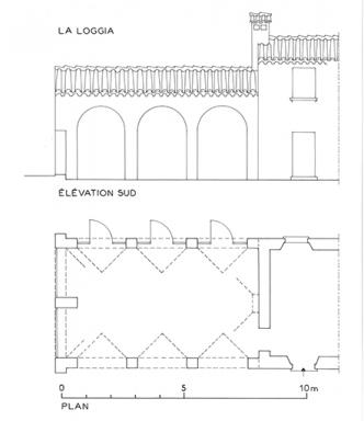 Loggia : élévation sud et plan