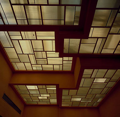 Rez-de-chaussée. Atelier ou grand salon. Verrière du plafond. Vue partielle après restauration