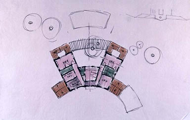 Projet. Plan du 1er étage (photo inversée).