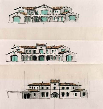 Projet. Trois propositions pour les façades sur la cour.