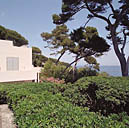 La maison. Façade sud. L'extrémité est dans la végétation dominant la mer.