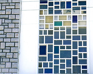 Détail de la verrière de la cage d'escalier sur la façade nord.