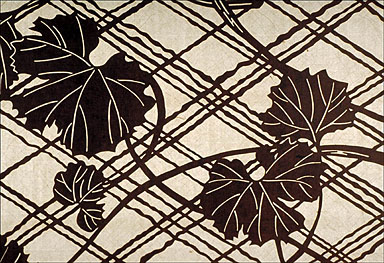 Détail. Papier découpé ayant pu servir de pochoir, anciennement situés dans le double vitrage de la porte de communication entre la salle à manger et le salon (oeuvre non signée).