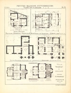 Pavillon à Marseille. J. Rozan, Archte. Petite maison à La Valentine - E. Bentz, Archte D.P.L.G. Petite maison de campagne au Lavandou L. Bonnier, (Architecte D.P.L.G.) Villa "Seskétan" à Hendaye E. Durandeau Architecte D.P.L.G.