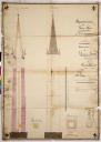 Plan, lvation et coupe du clocher, 1869.