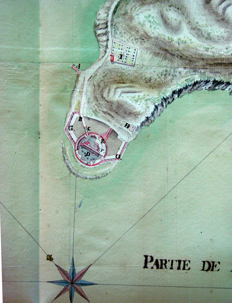 Batterie de la Grosse Tour, plan de situation. Atlas, 1775.