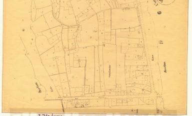 Plan de situation du secteur de la Condamine  Menton,  partir du cadastre de 1862, section E1 dite des Montis infrieurs.