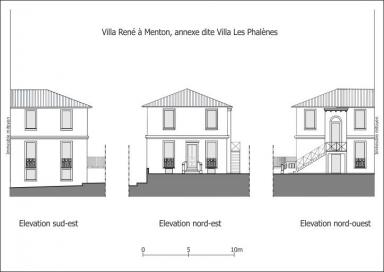 Villa Ren  Menton, plan en lvation de l'annexe, la villa Les Phalnes.