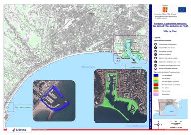Carte de repérage du patrimoine portuaire sur la commune de Nice.