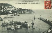 Carte postale de l'entrée du port de Nice et du Mont Boron vers 1905.