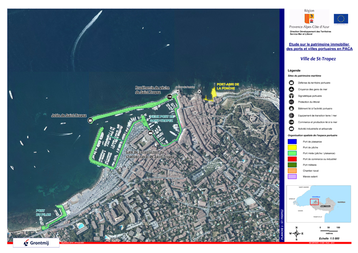 Carte de reprage du patrimoine portuaire vers le port de Saint-Tropez : planche 2.