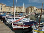 Pointus traditionnels et bateaux de pche dans le vieux port de Saint-Tropez.