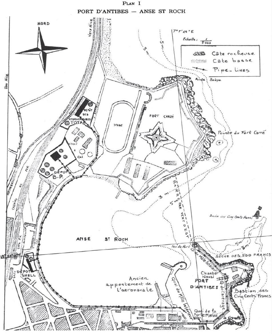 Plan de l'anse Saint-Roch  Antibes vers 1962.
