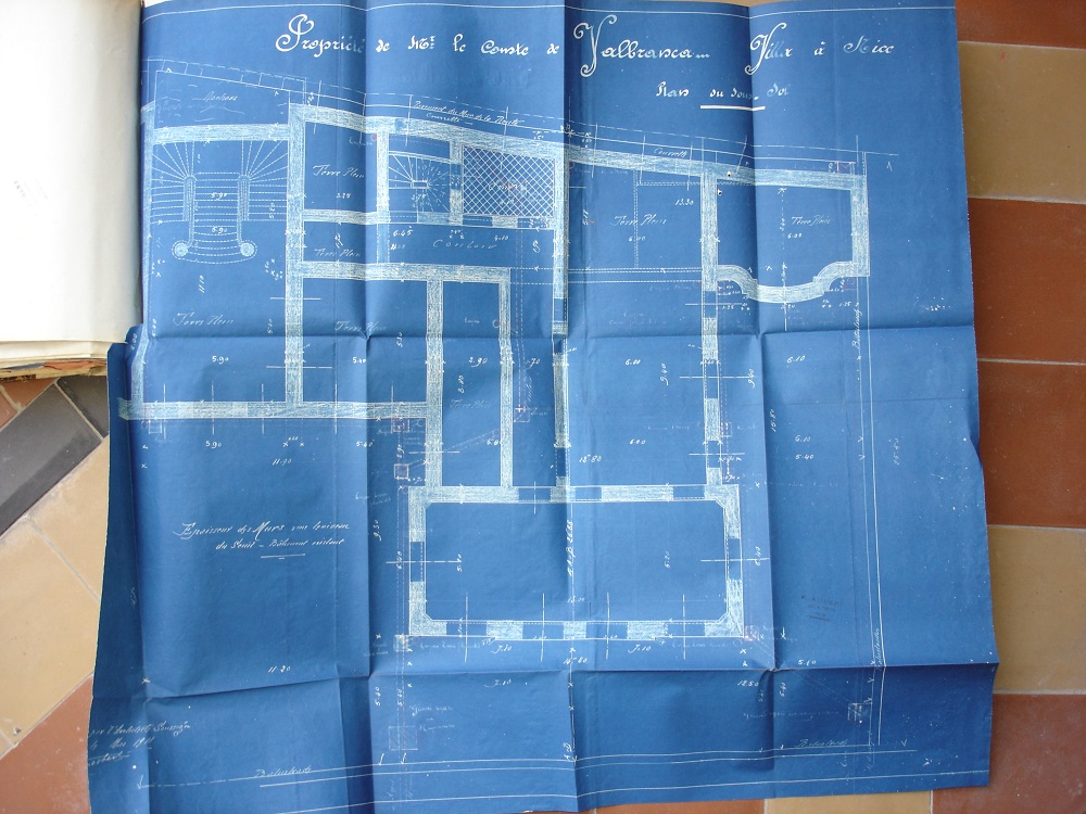 Plan d'architecte, plan du sous sol, Palais Miramar, 1911.@Plan d'architecte, plan du sous sol, Palais Miramar, 1911.