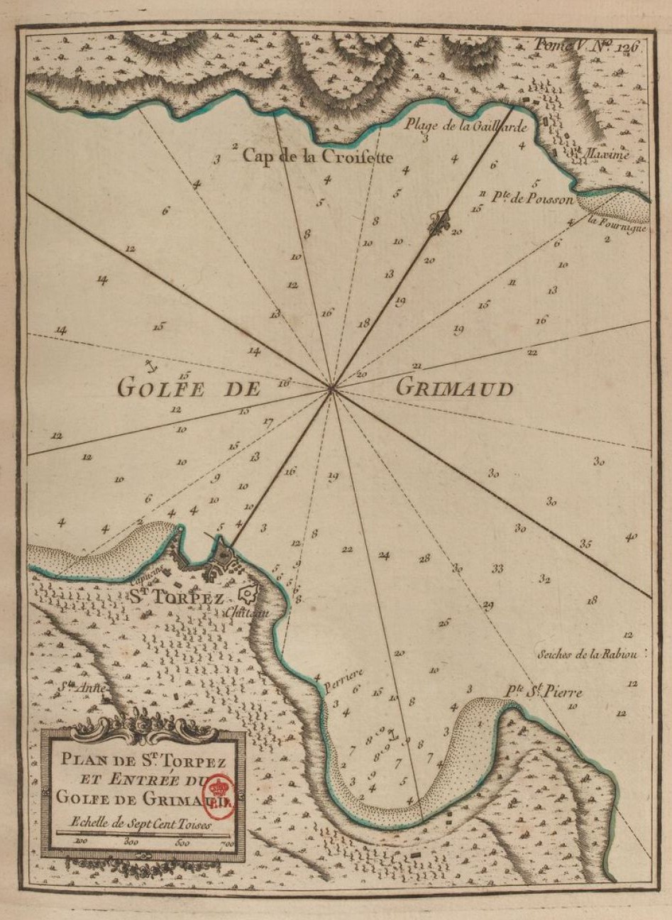 Plan de St Torpez et entre du golfe de Grimaud [Port de Saint-Tropez vers 1770].