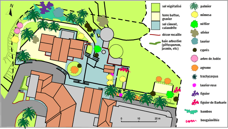 Plan d'ensemble du jardin arrire.