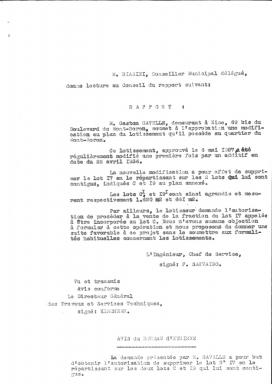 Première page de la déliberation pour la modification du lotissement du 19 fevrier 1937.