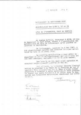 Deuxième page de la délibération pour la modification du lotisement du 19 fevrier 1937.