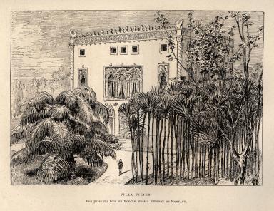 Villa Vigier. Vue prise du bois des Youcas. [Etat vers 1880].